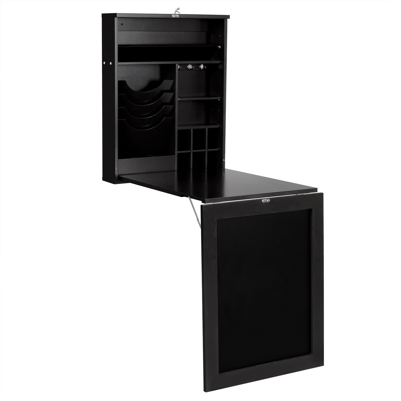 Multi-Function Folding Wall-Mounted Drop-Leaf Table with Chalkboard Black